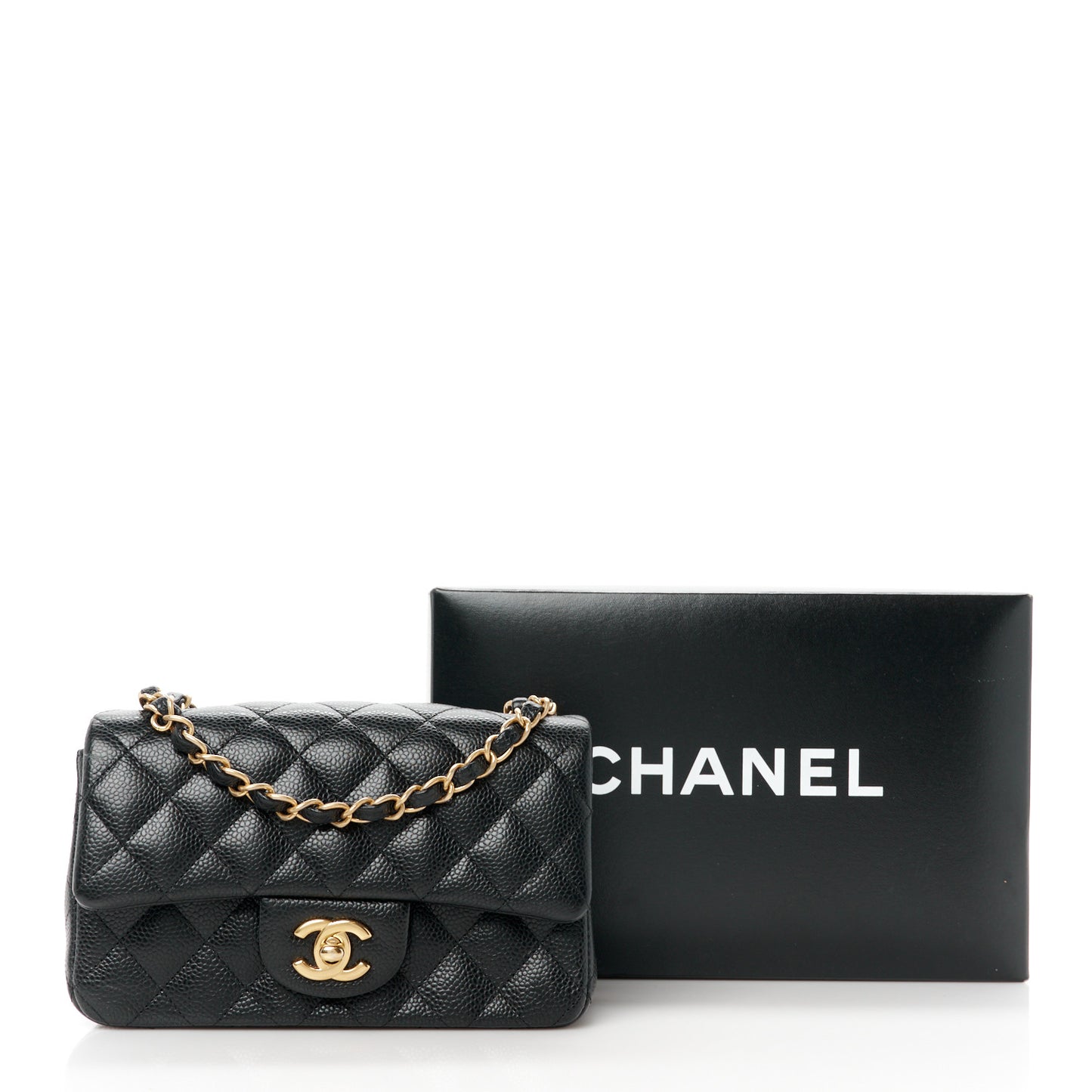 Caviar Quilted Mini Rectangular Flap Black