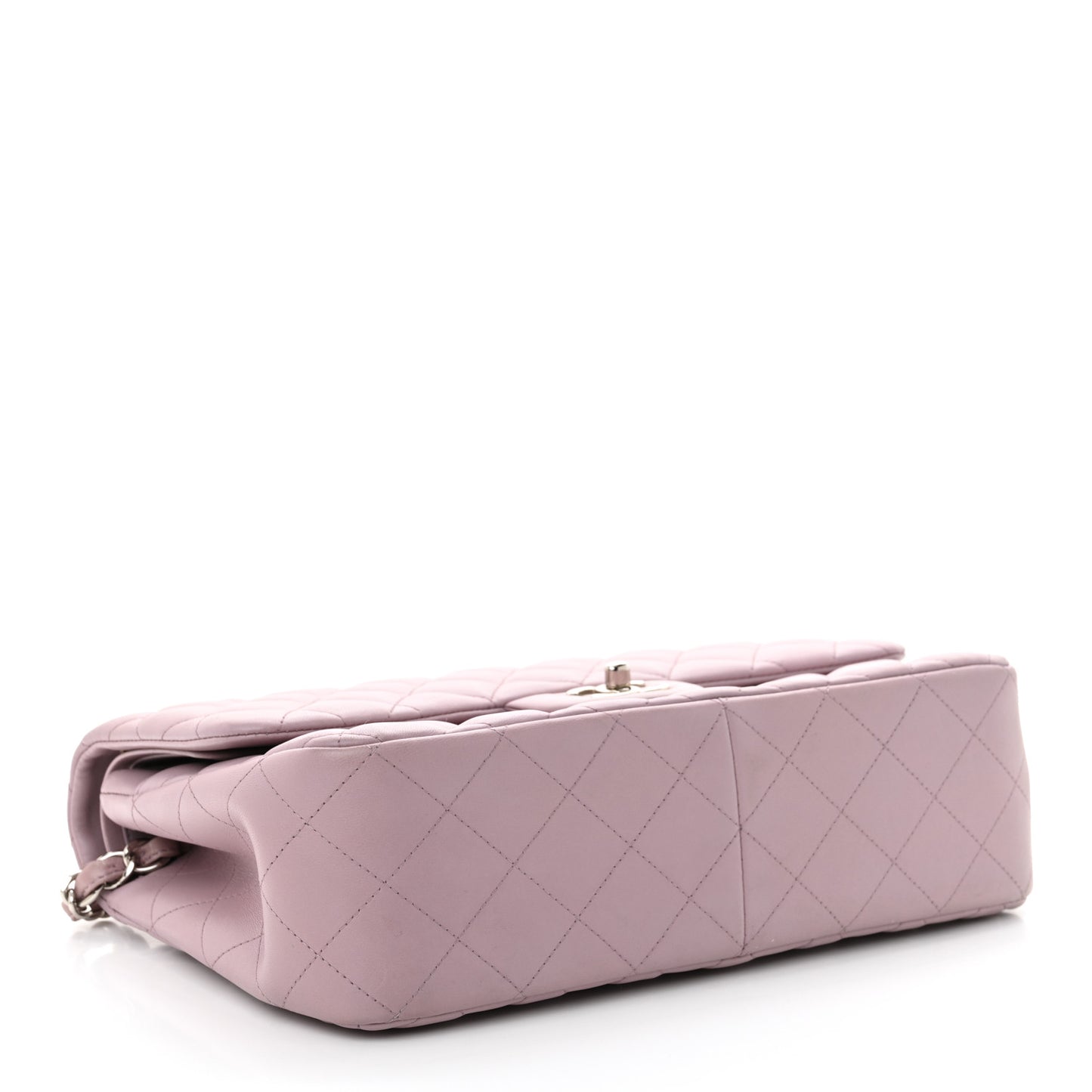 Lambskin Quilted Jumbo Double Flap Light Purple