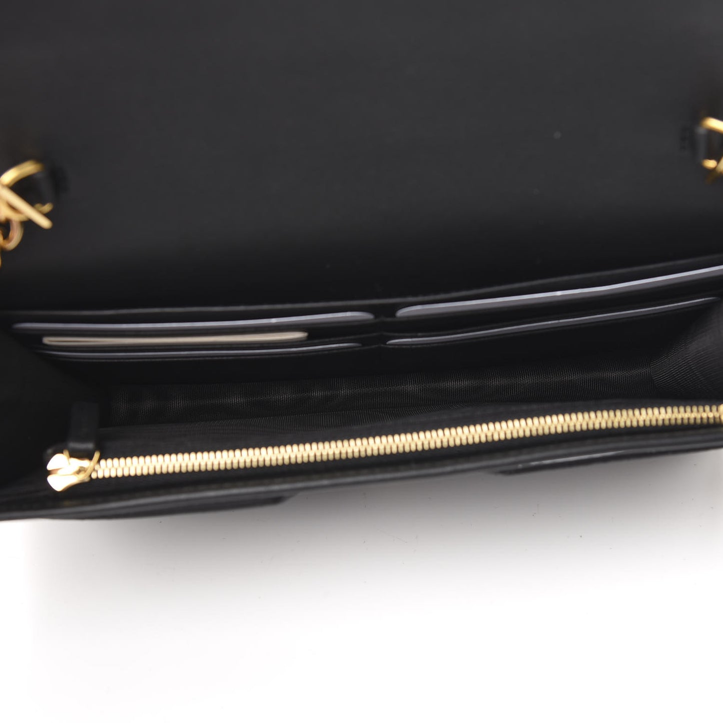 Calfskin Diagonal GG Mini Chain Wallet Black Gold