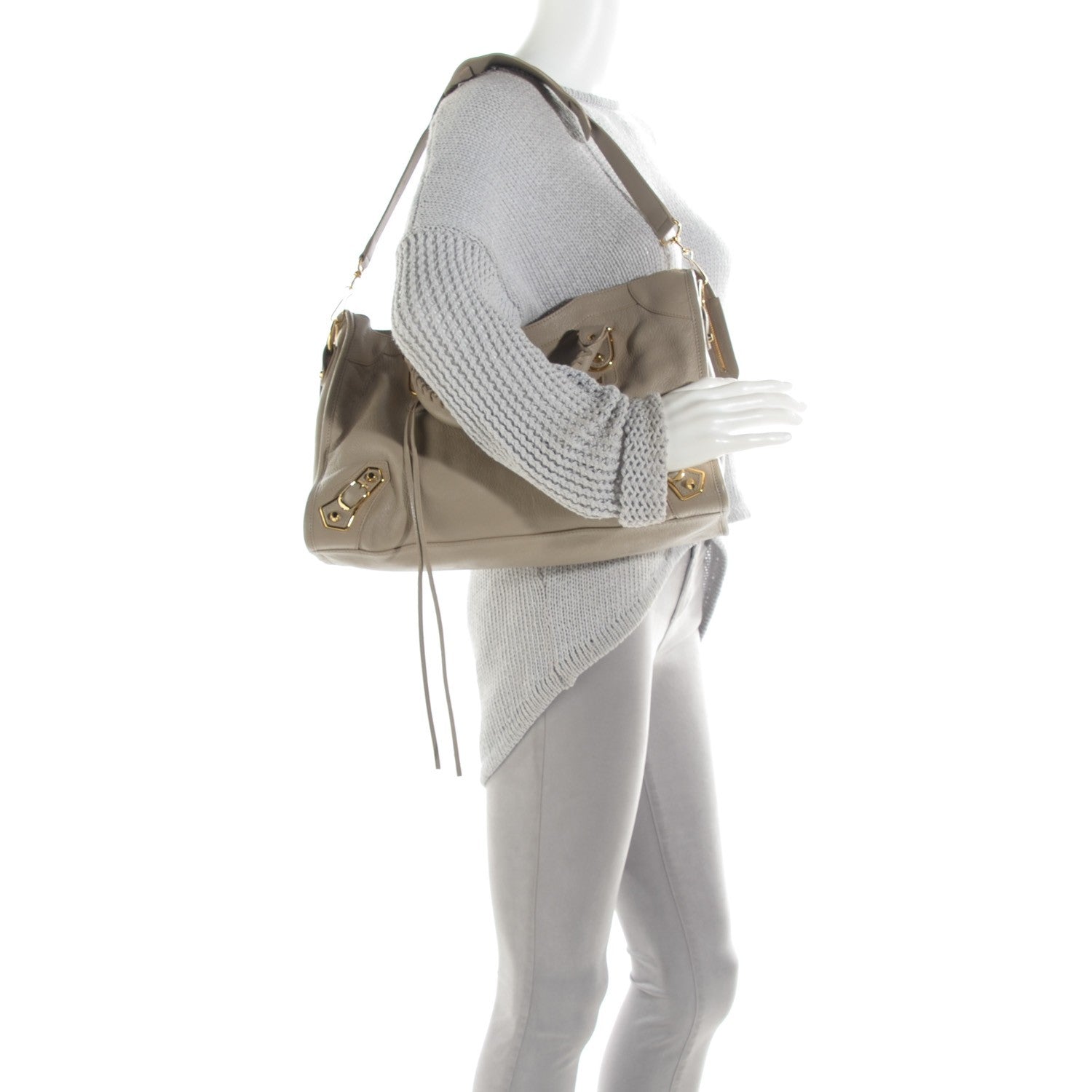 Balenciaga Chevre Gold Metallic Edge Hardware City Gris Taupe 3 of 11