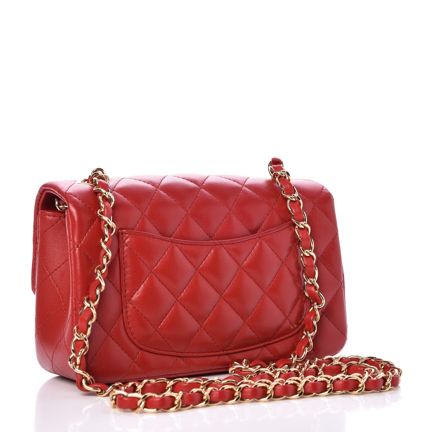 Lambskin Quilted Mini Rectangular Flap Red