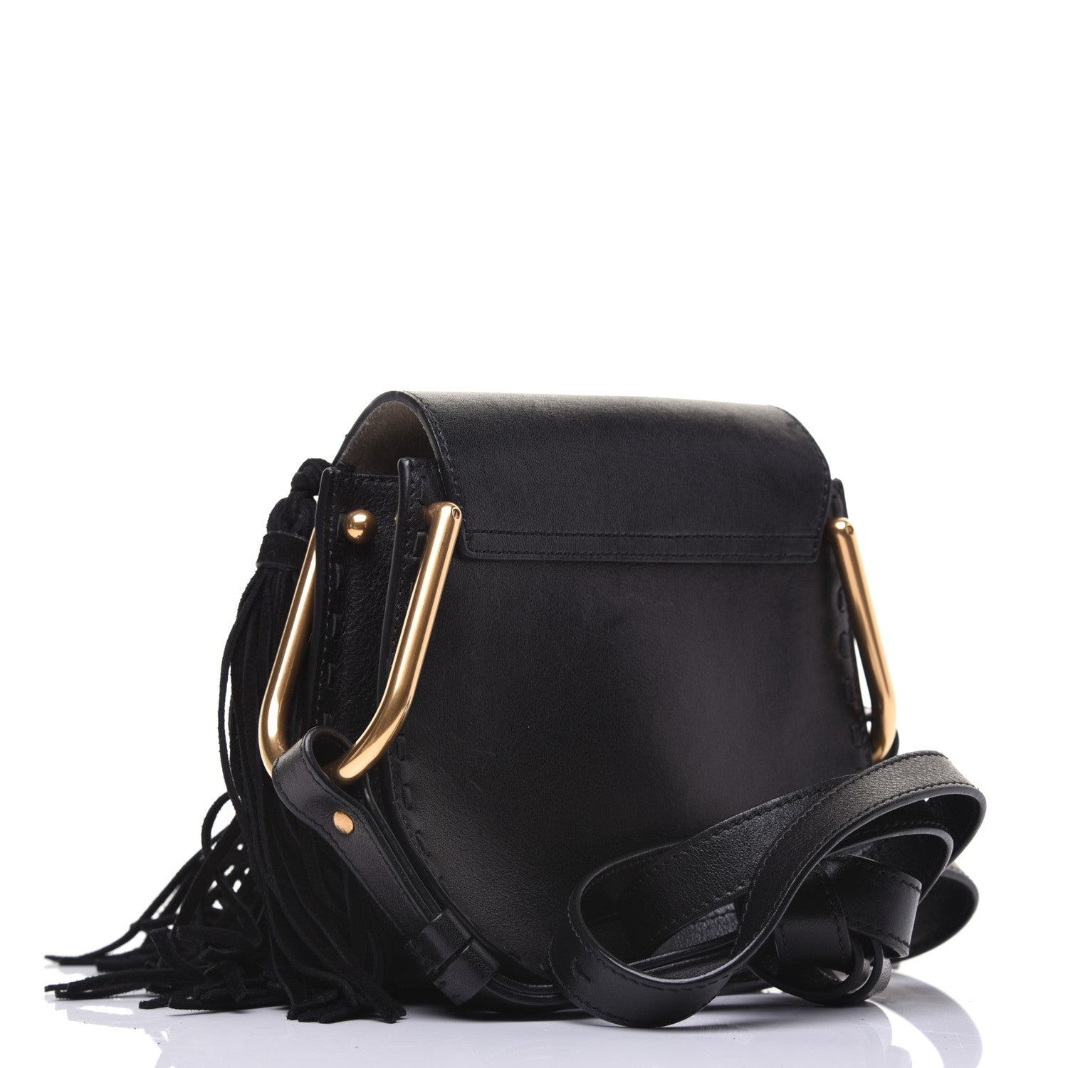 Chloe Calfskin Mini Hudson Fringe Shoulder Bag Black 4 of 17