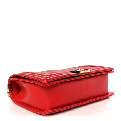 Chanel Lambskin Embossed New Medium Boy Cube Flap Red 4 of 10