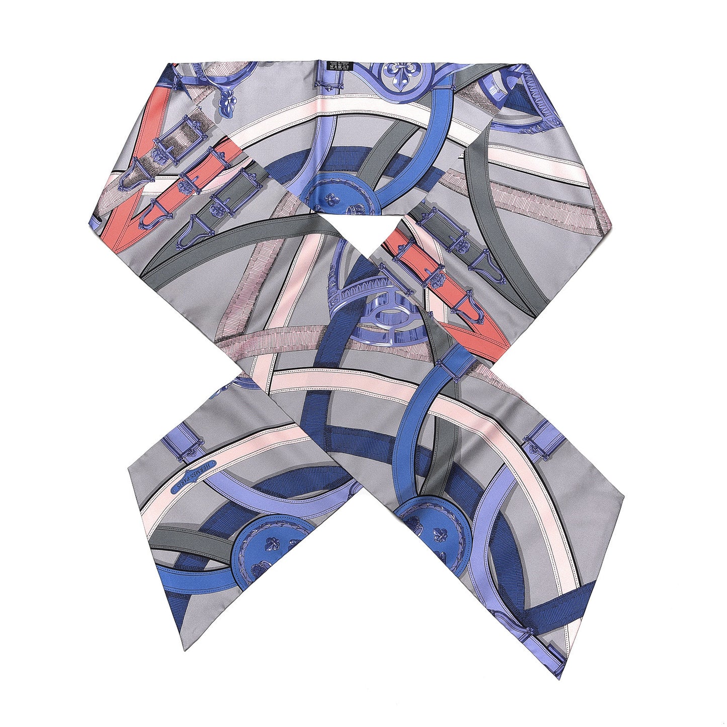 Silk Cavalcadour Maxi Twilly Gris Perle Mauve Crevette
