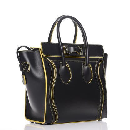 Celine Satin Calfskin Debossed Micro Luggage Black 3 of 7