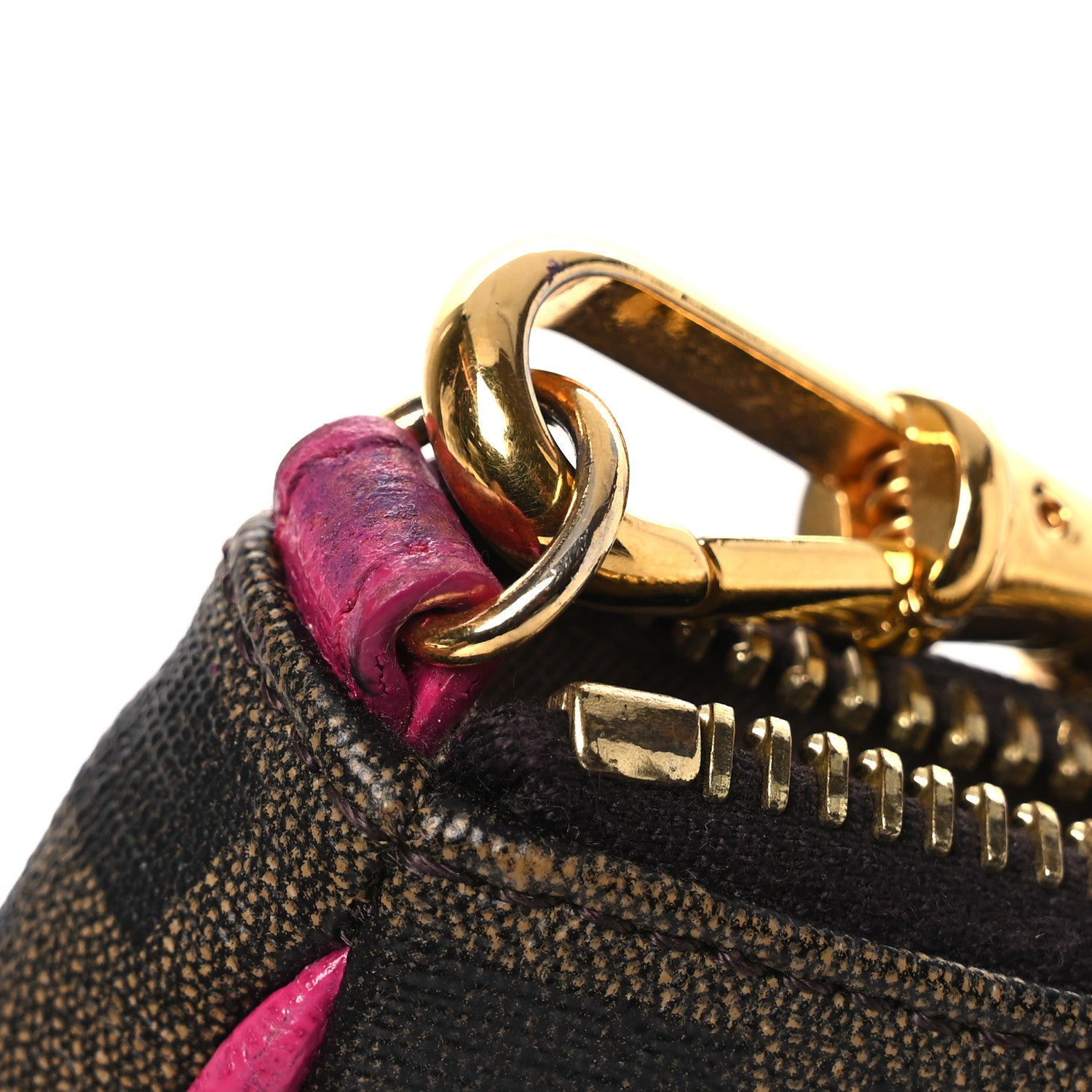 Fendi Zucca Spalmati Vitello Elite Pochette Tobacco Ciclamino 12 of 13