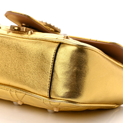 Gucci Metallic Calfskin Matelasse Studded Mini Pearly GG Marmont Shoulder Bag Gold 10 of 14