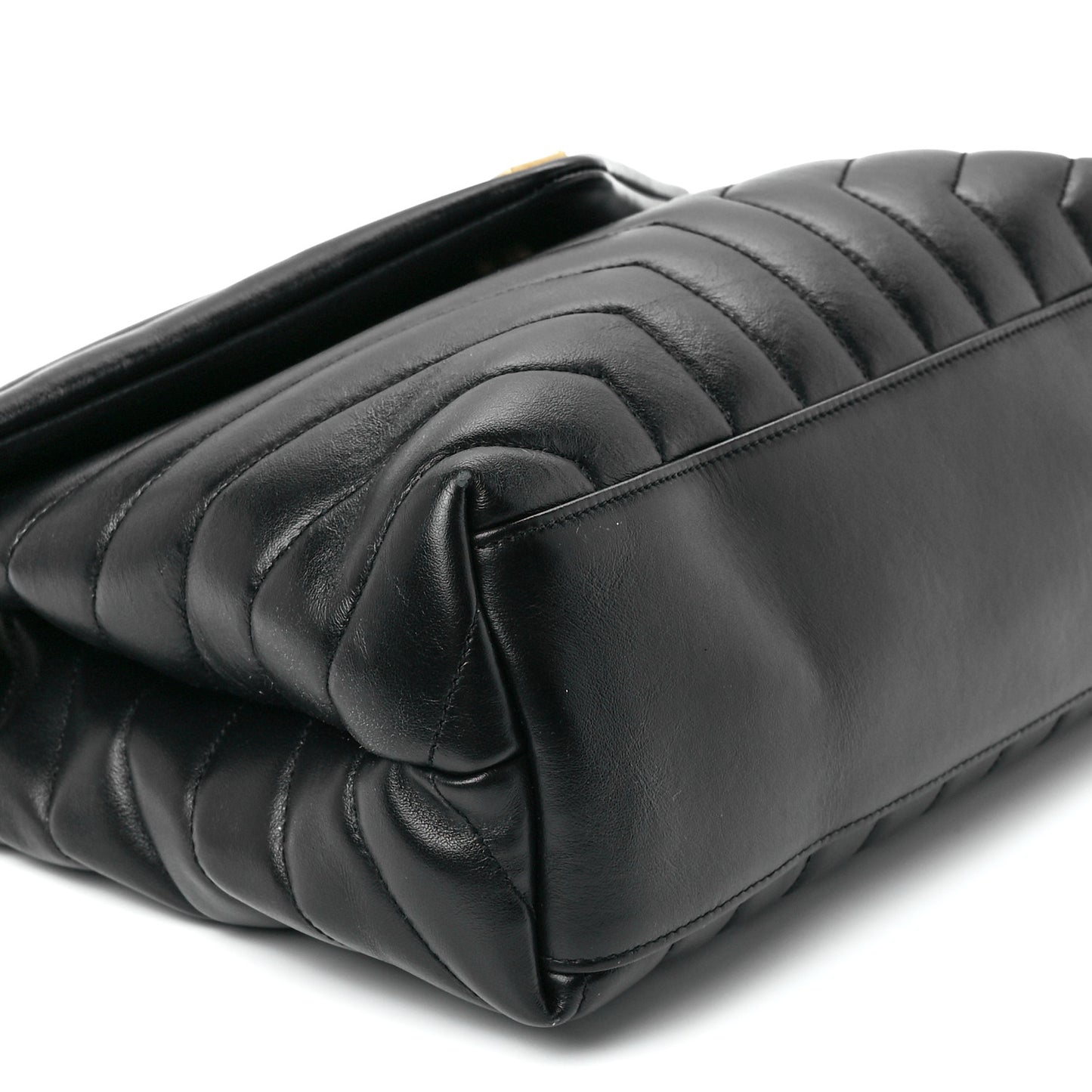 Calfskin Y Quilted Monogram Medium Loulou Chain Satchel Black