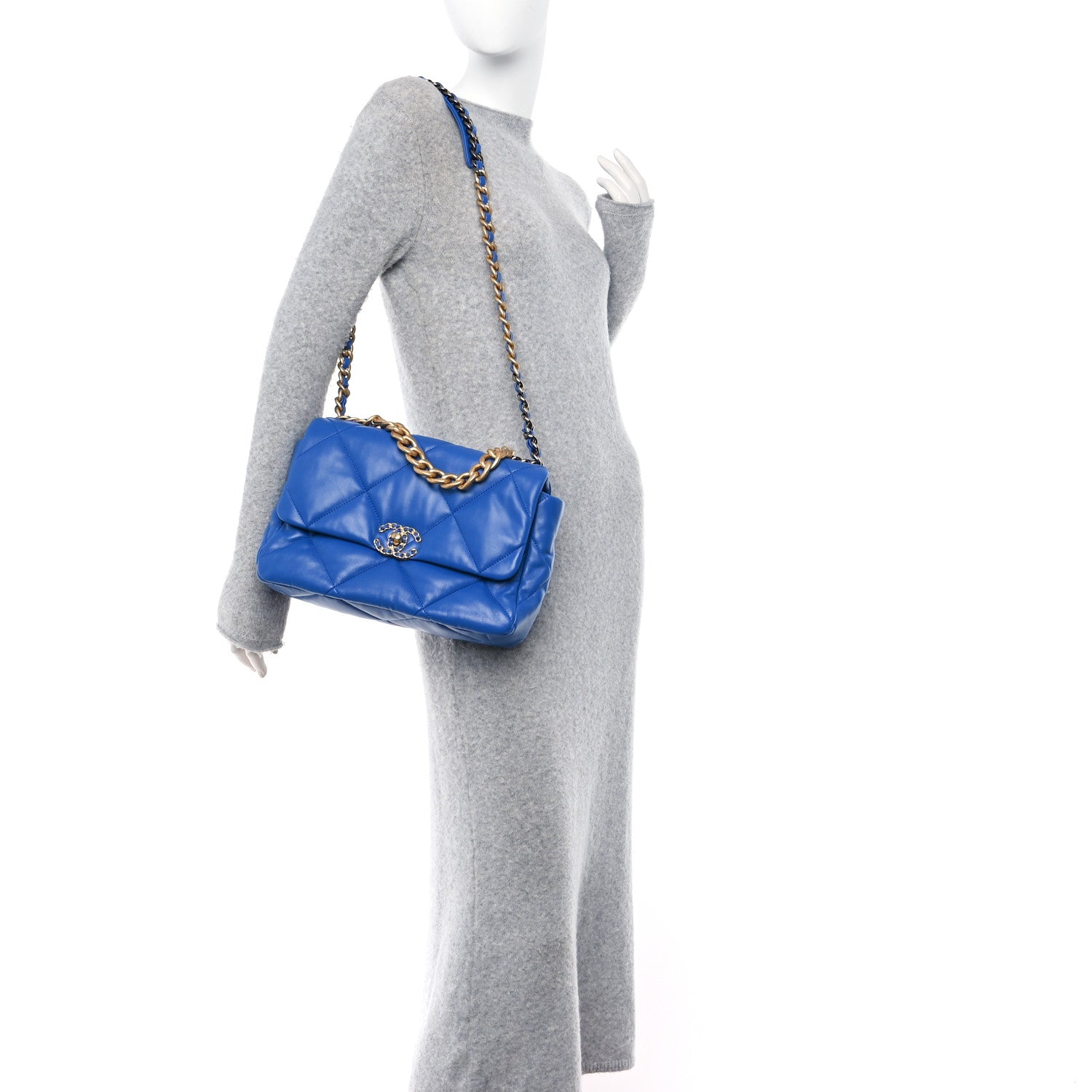 Chanel Lambskin Quilted Large Chanel 19 Flap Blue 2 of 11