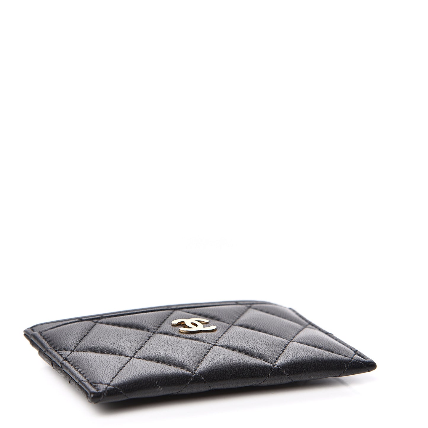 Lambskin Quilted Card Holder Black