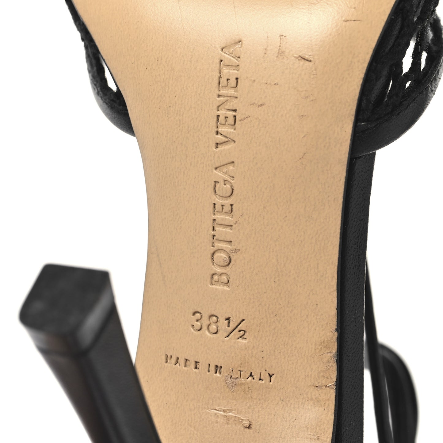 Mesh Nappa Stretch Ankle Tie 90mm Sandals 38.5 Black