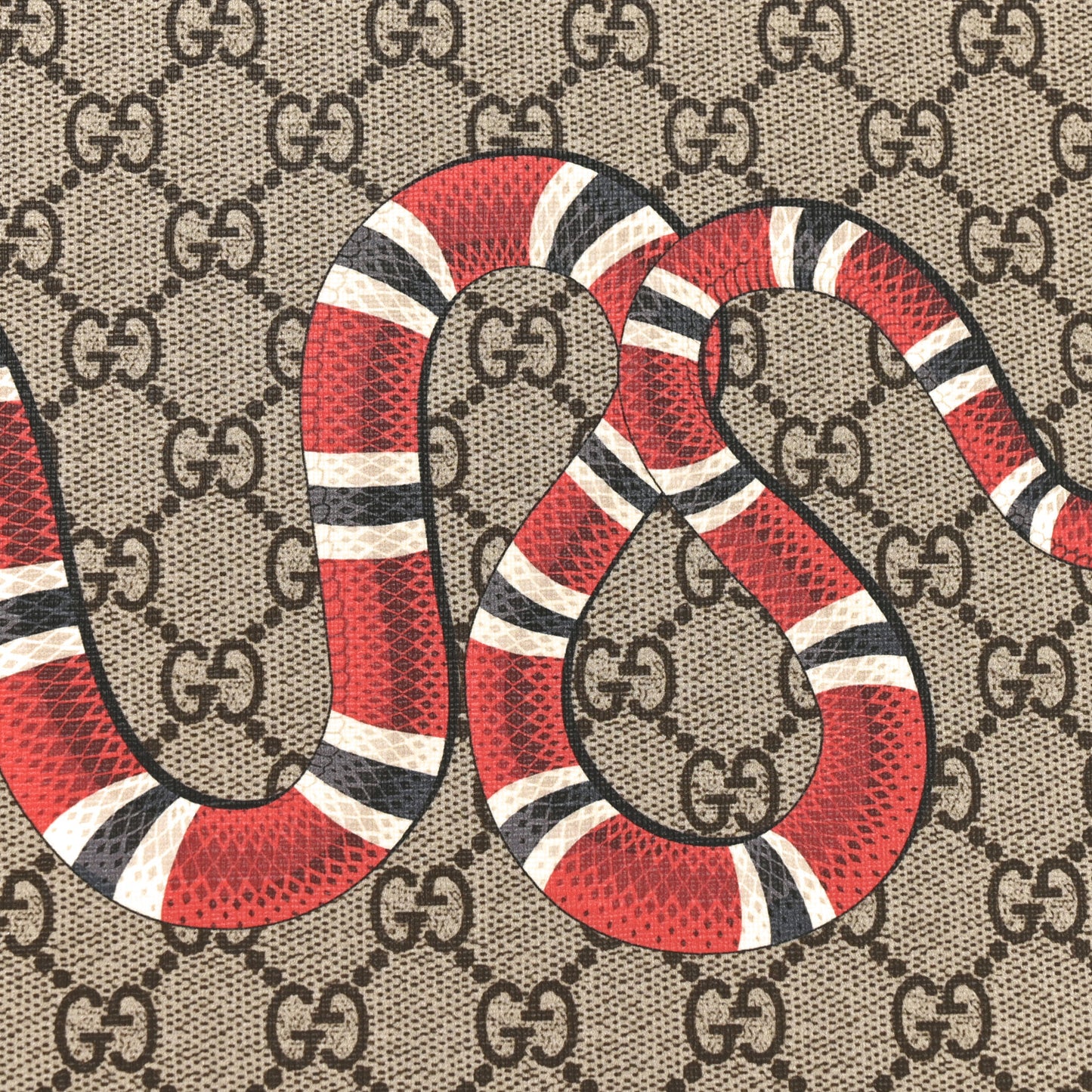 GG Supreme Monogram Kingsnake Zip Wristlet Pouch Beige Black