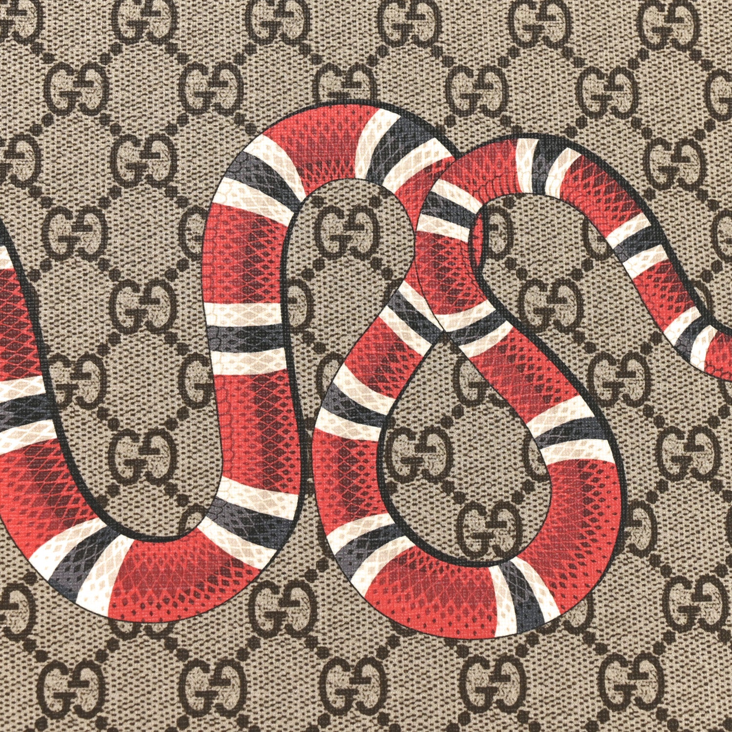 Gucci GG Supreme Monogram Kingsnake Zip Wristlet Pouch Beige Black 7 of 7