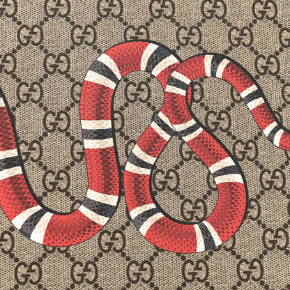 Gucci GG Supreme Monogram Kingsnake Zip Wristlet Pouch Beige Black 7 of 7
