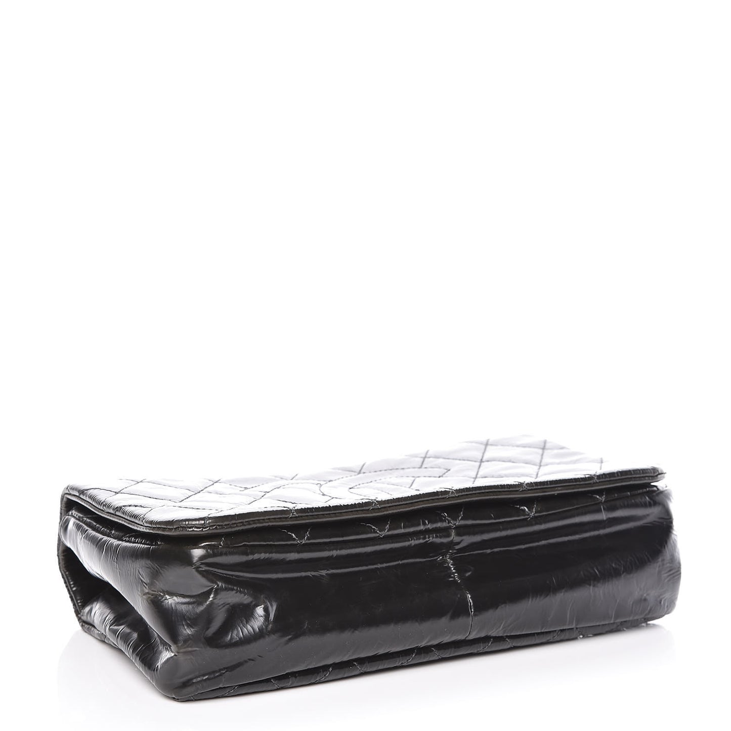 Glazed Calfskin Quilted CC Single Flap Black