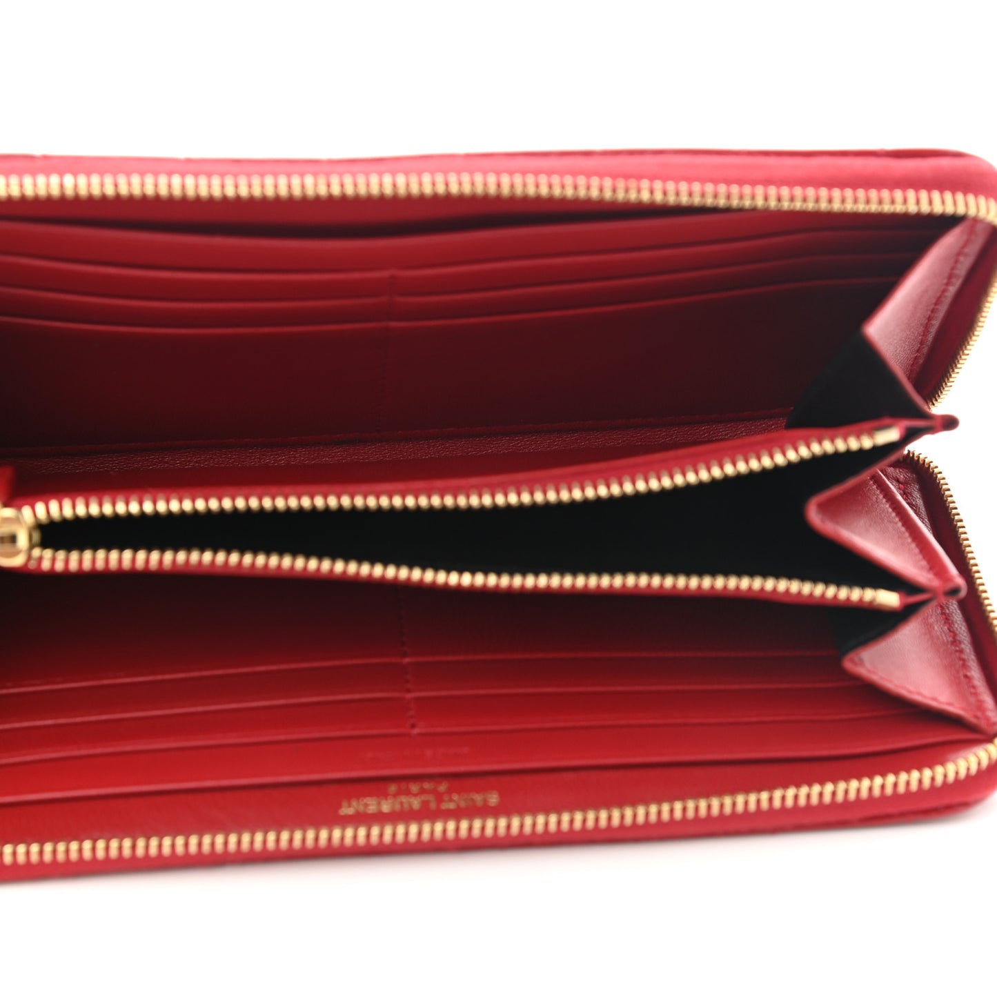 Patent Calfskin Matelasse Monogram Vicky Zip Around Wallet Red
