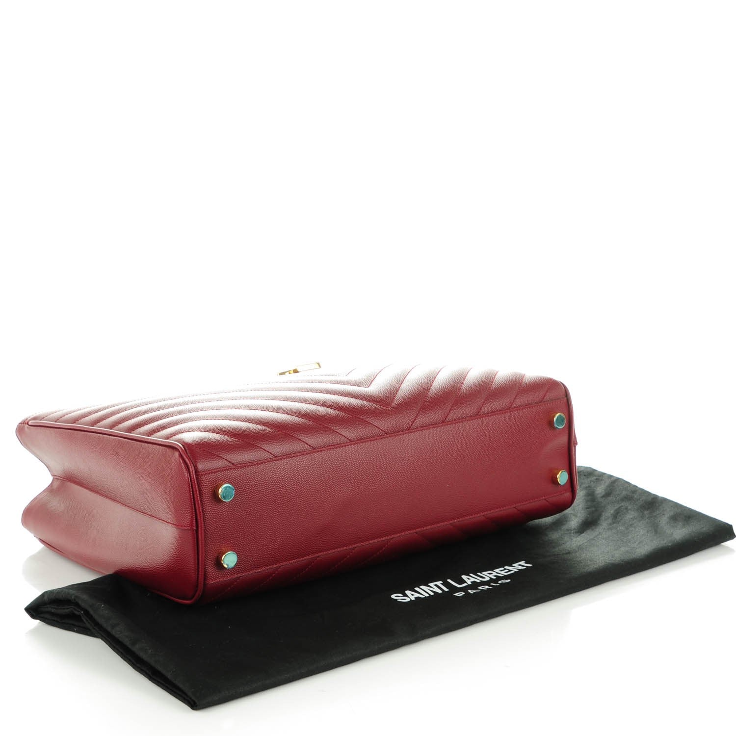 Saint Laurent Grain De Poudre Matelasse Chevron Monogram Shopping Bag Oxblood 4 of 7