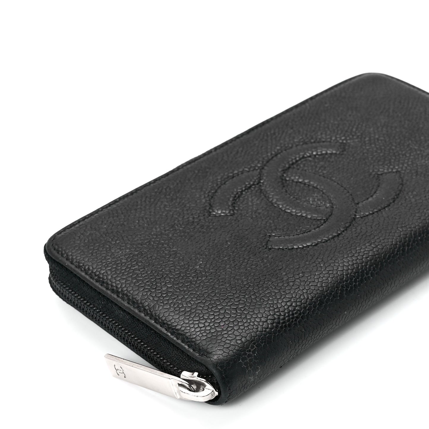 Caviar Large Timeless CC Zip Around Wallet Black
