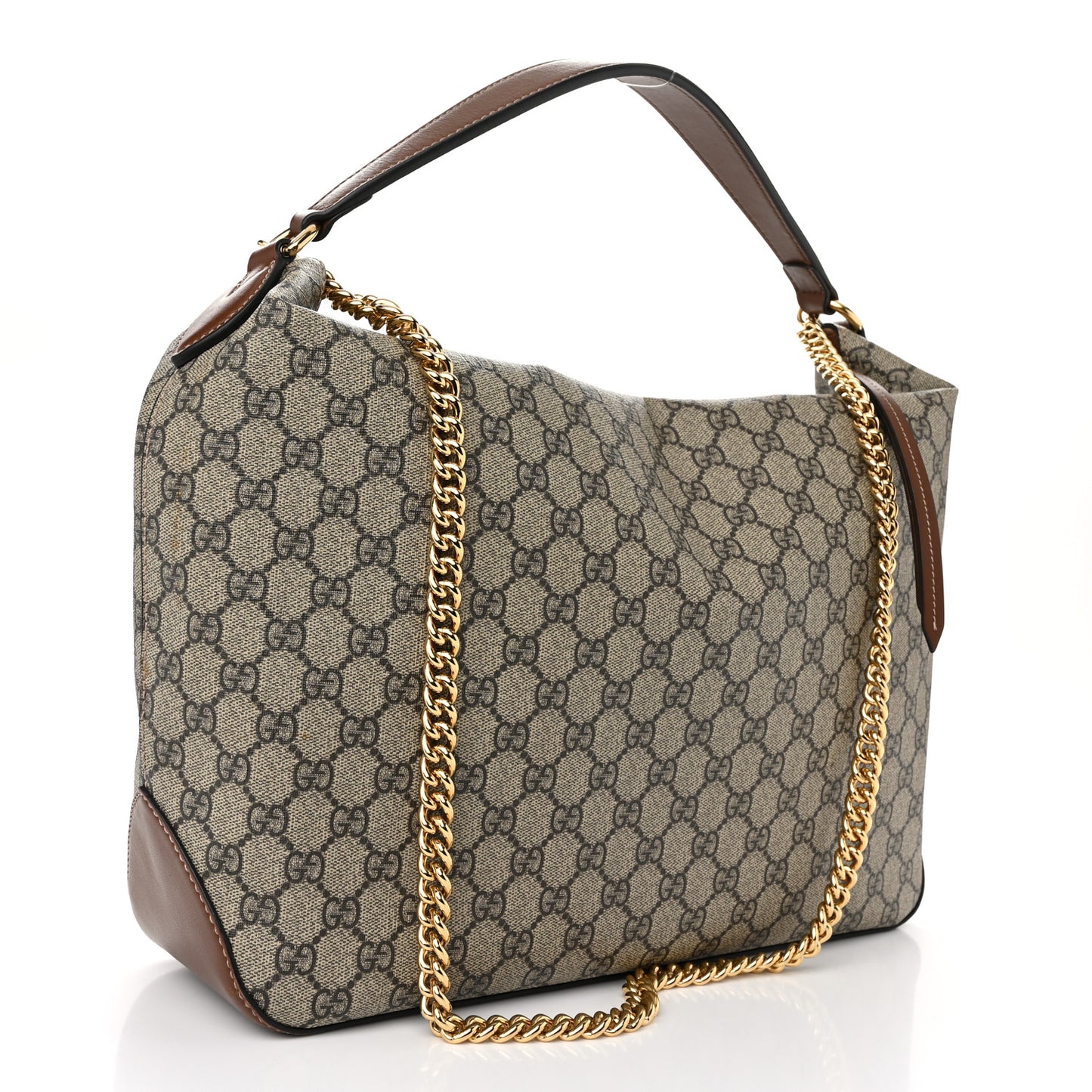 GG Supreme Monogram Large Linea A Hobo Light Brown