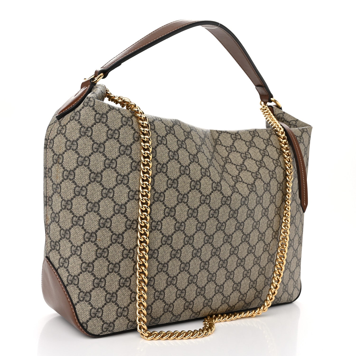 Gucci GG Supreme Monogram Large Linea A Hobo Light Brown 3 of 12