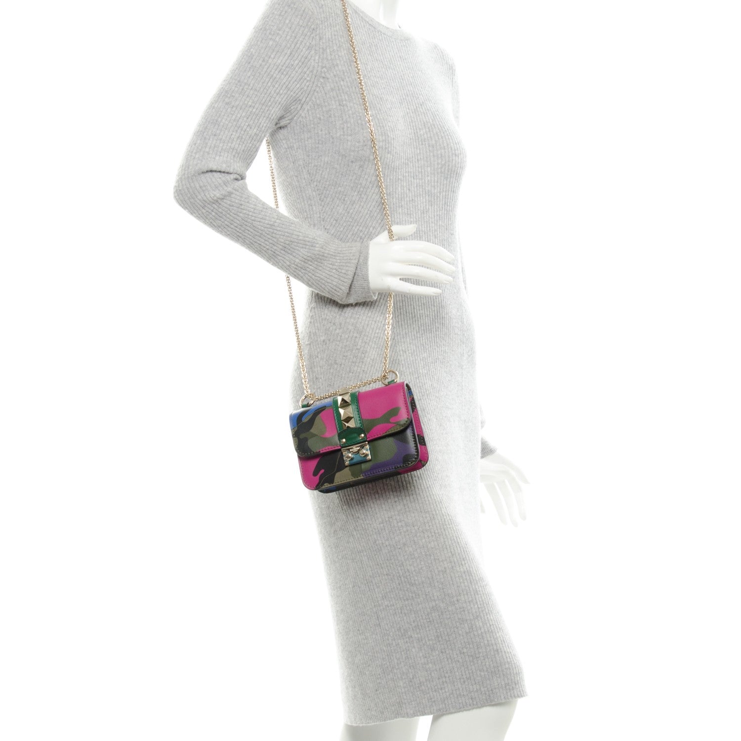 Valentino Garavani Nappa Canvas Camouflage Mini Glam Lock Rockstud Flap Multicolor 2 of 6