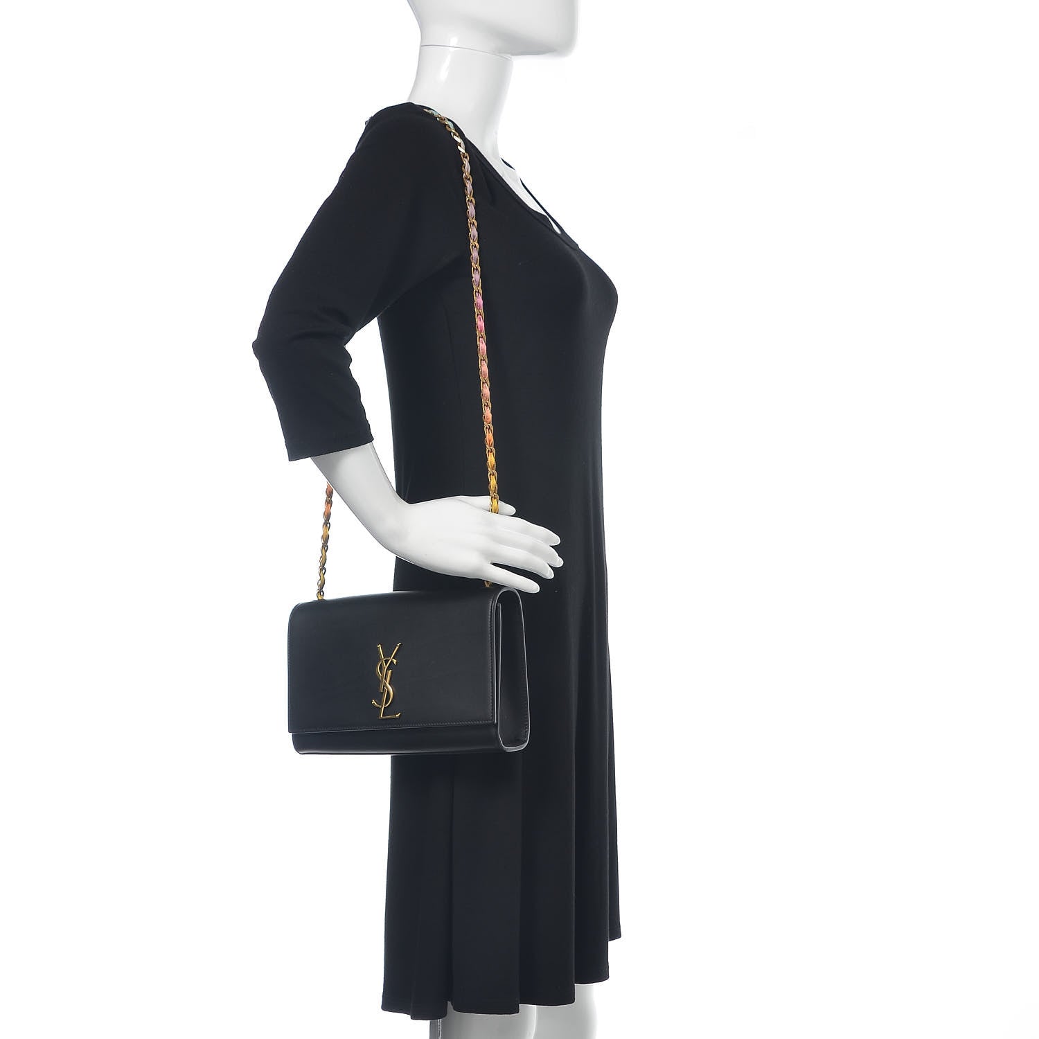 Saint Laurent Calfskin Medium Monogram Kate Satchel Black Multicolor 2 of 11