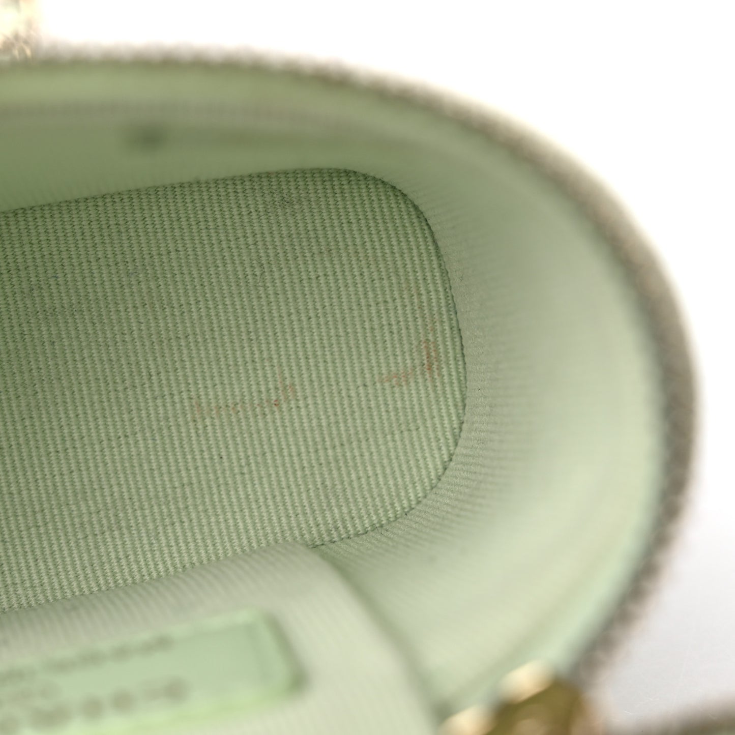 Caviar Quilted Small Handle With Care Vanity Case With Chain Light Green