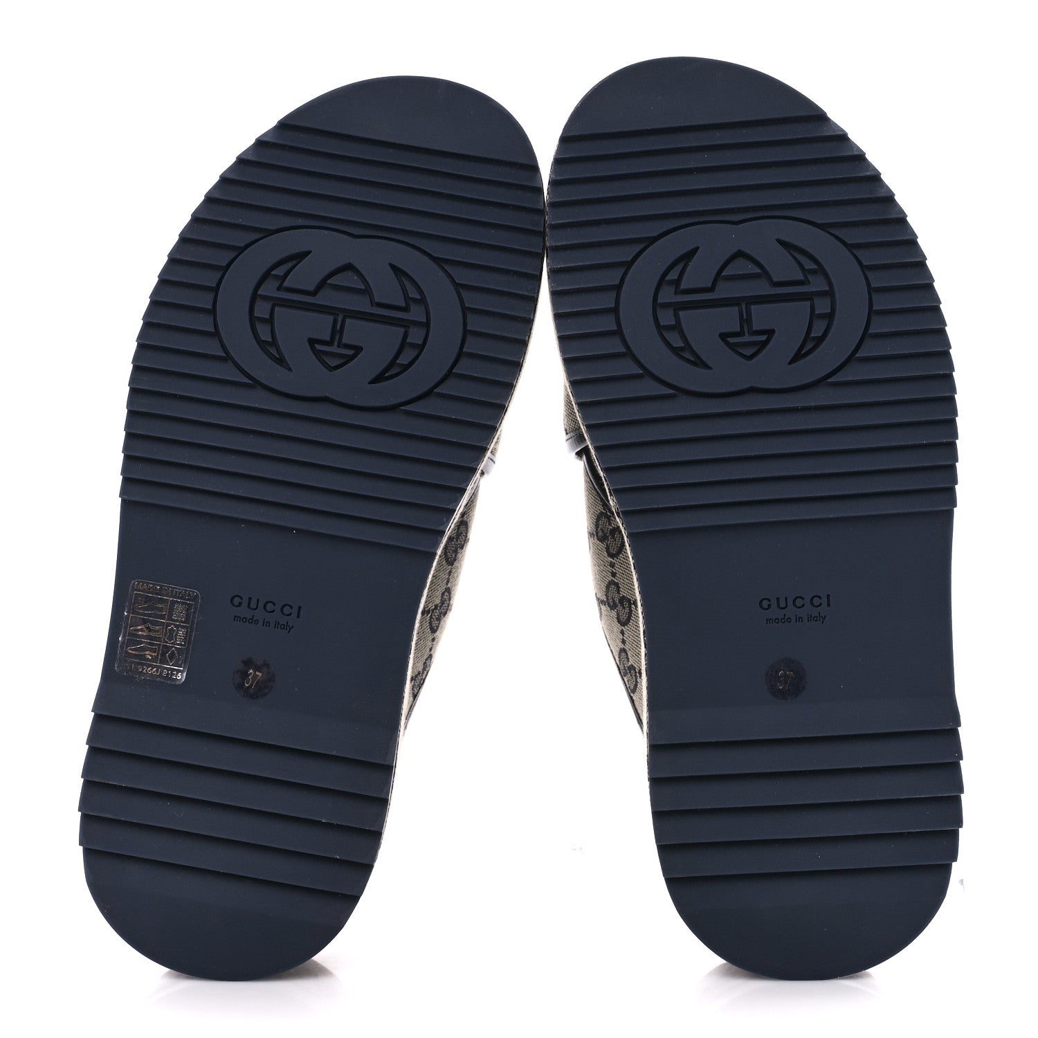 Gucci Monogram Criss Cross Platform Slide Sandals 37 Beige Blue 5 of 9