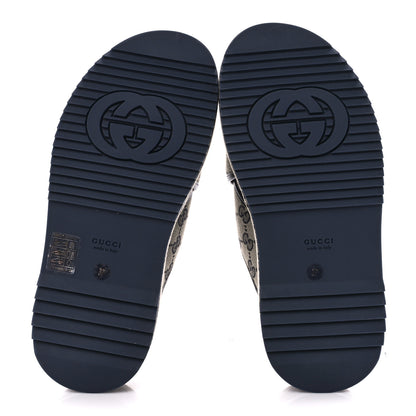 Gucci Monogram Criss Cross Platform Slide Sandals 37 Beige Blue 5 of 9