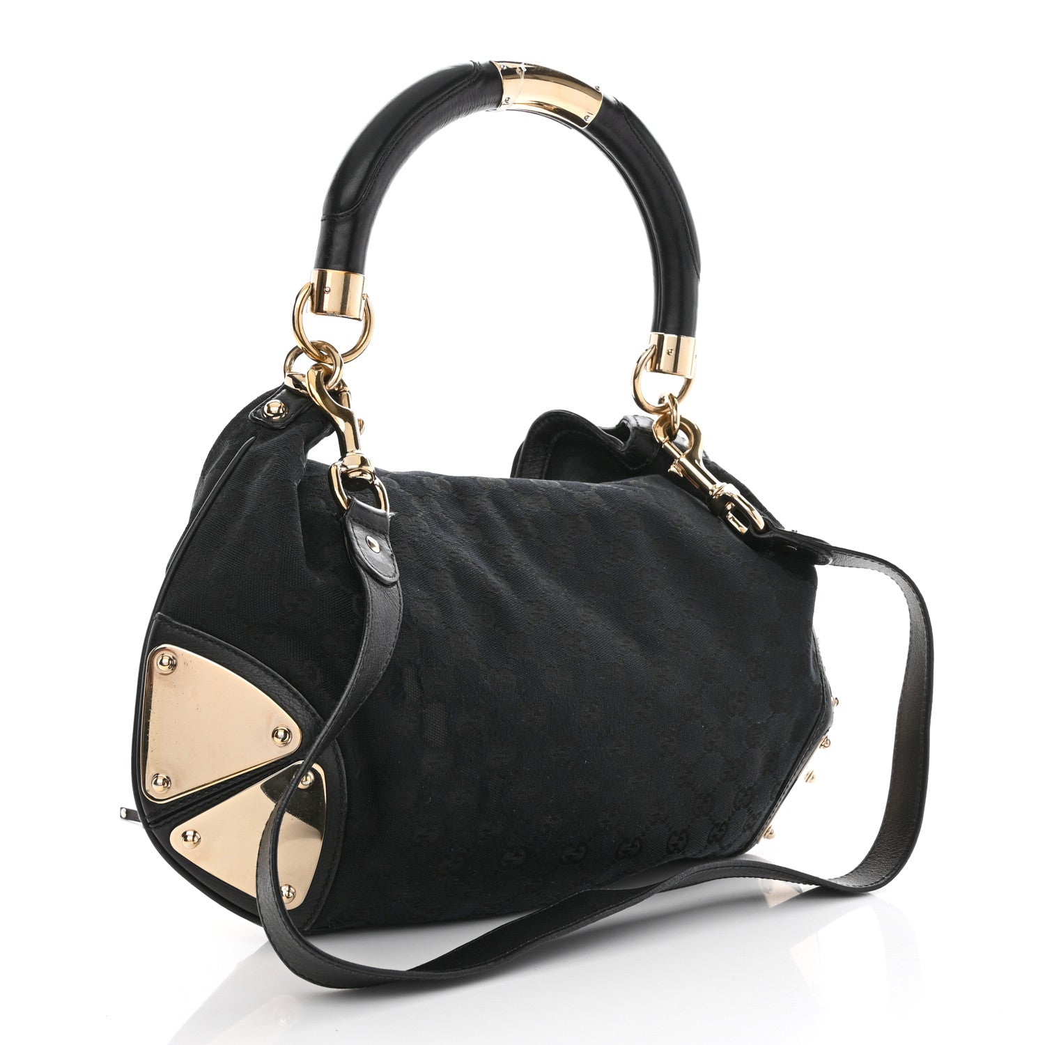Gucci Monogram Medium Indy Top Handle Hobo Black 3 of 10
