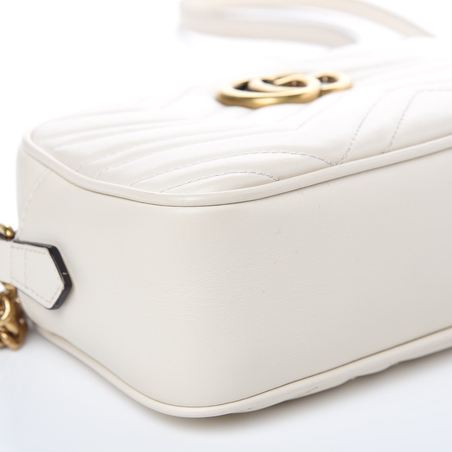 Gucci Calfskin Matelasse Small GG Marmont Chain Shoulder Bag White 10 of 11