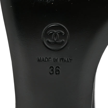 Chanel Lambskin Metal Heart Thong Sandals 36 Black 7 of 10