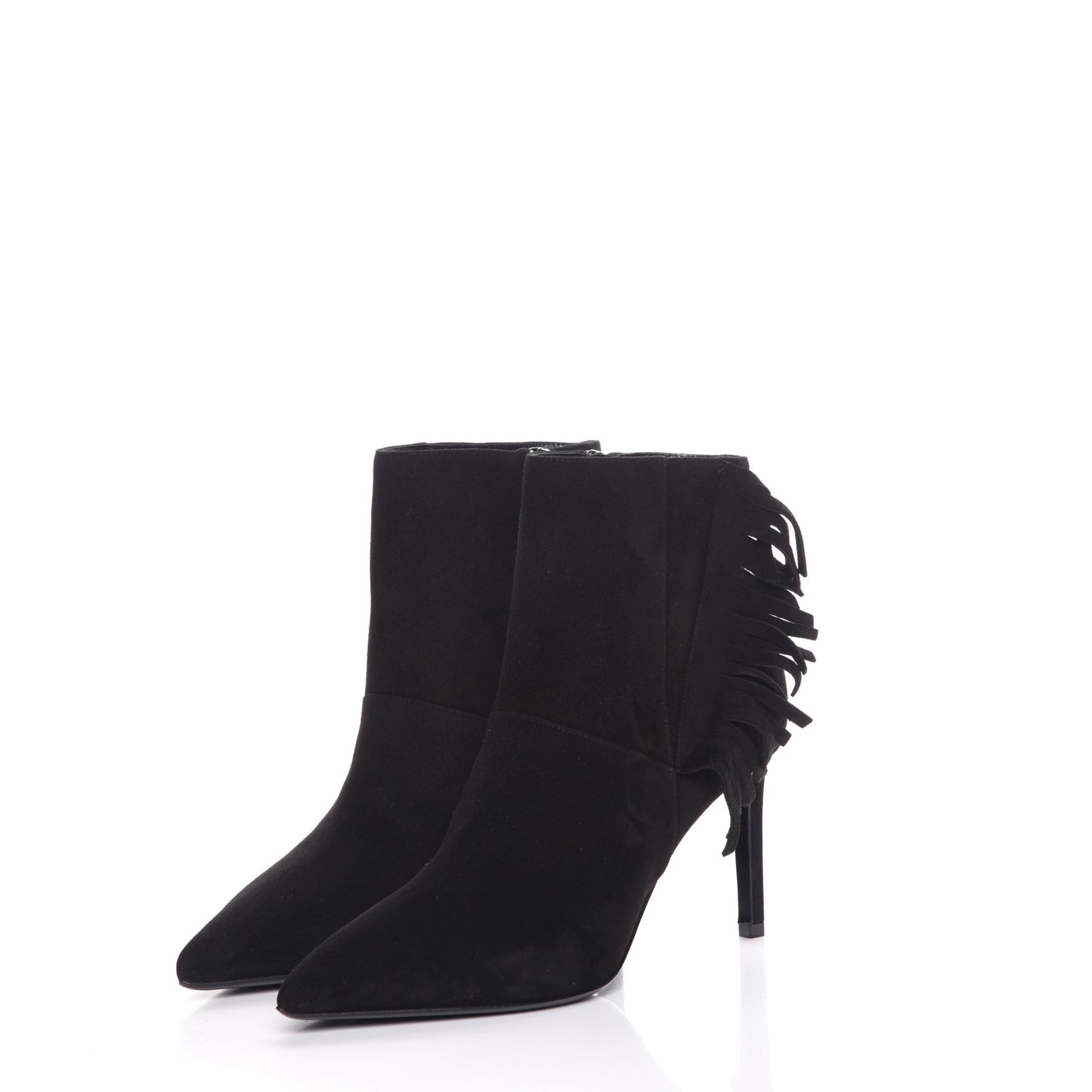 Suede Fringe Paris Ankle Boots 37 Black
