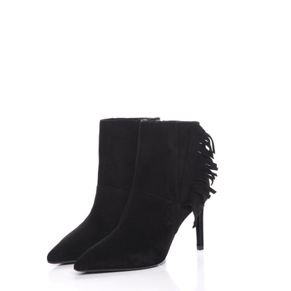 Saint Laurent Suede Fringe Paris Ankle Boots 37 Black 3 of 9