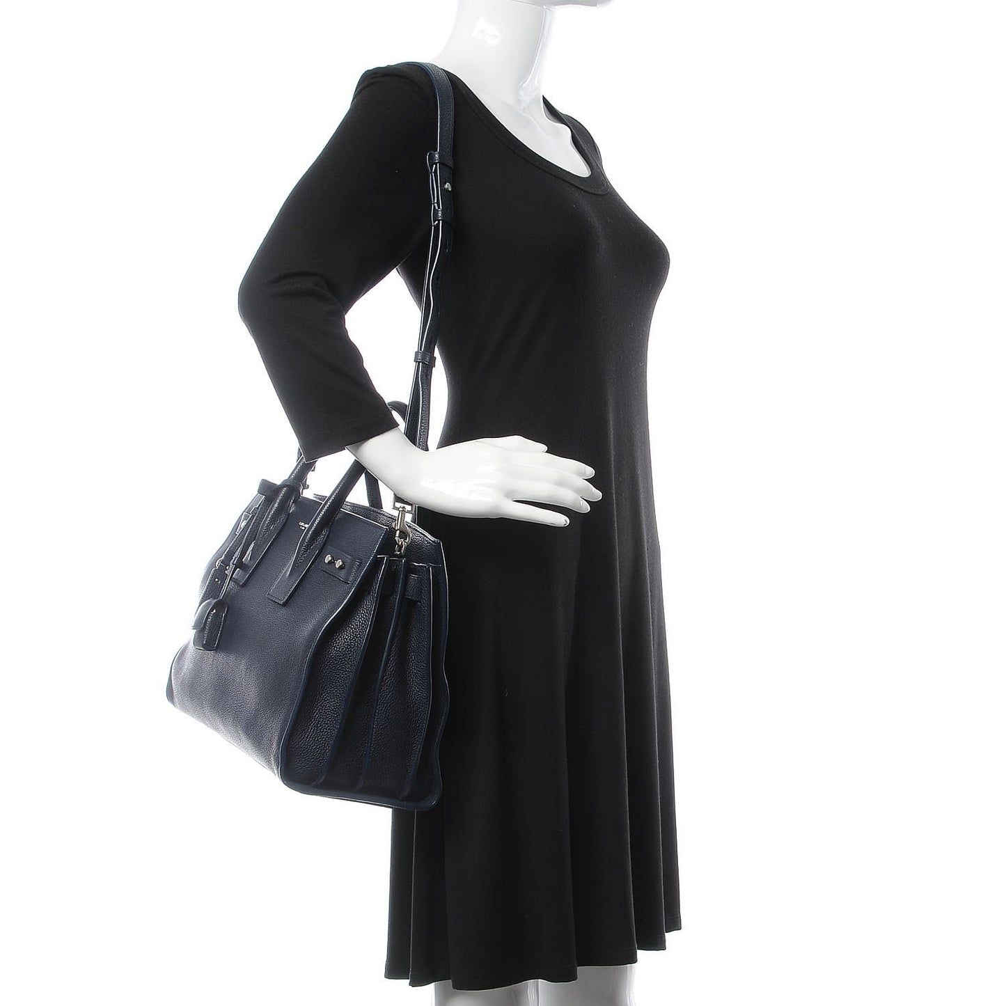 Grained Calfskin Small Supple Sac De Jour Navy