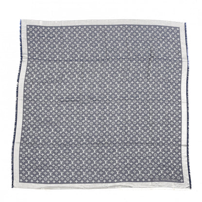 Louis Vuitton Silk Wool Monogram Denim Shawl Blue 1 of 3