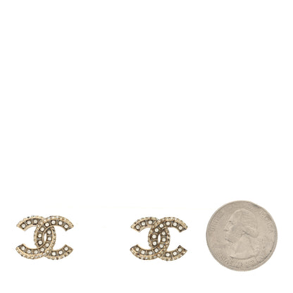 Chanel Crystal Timeless CC Earrings Light Gold 2 of 5