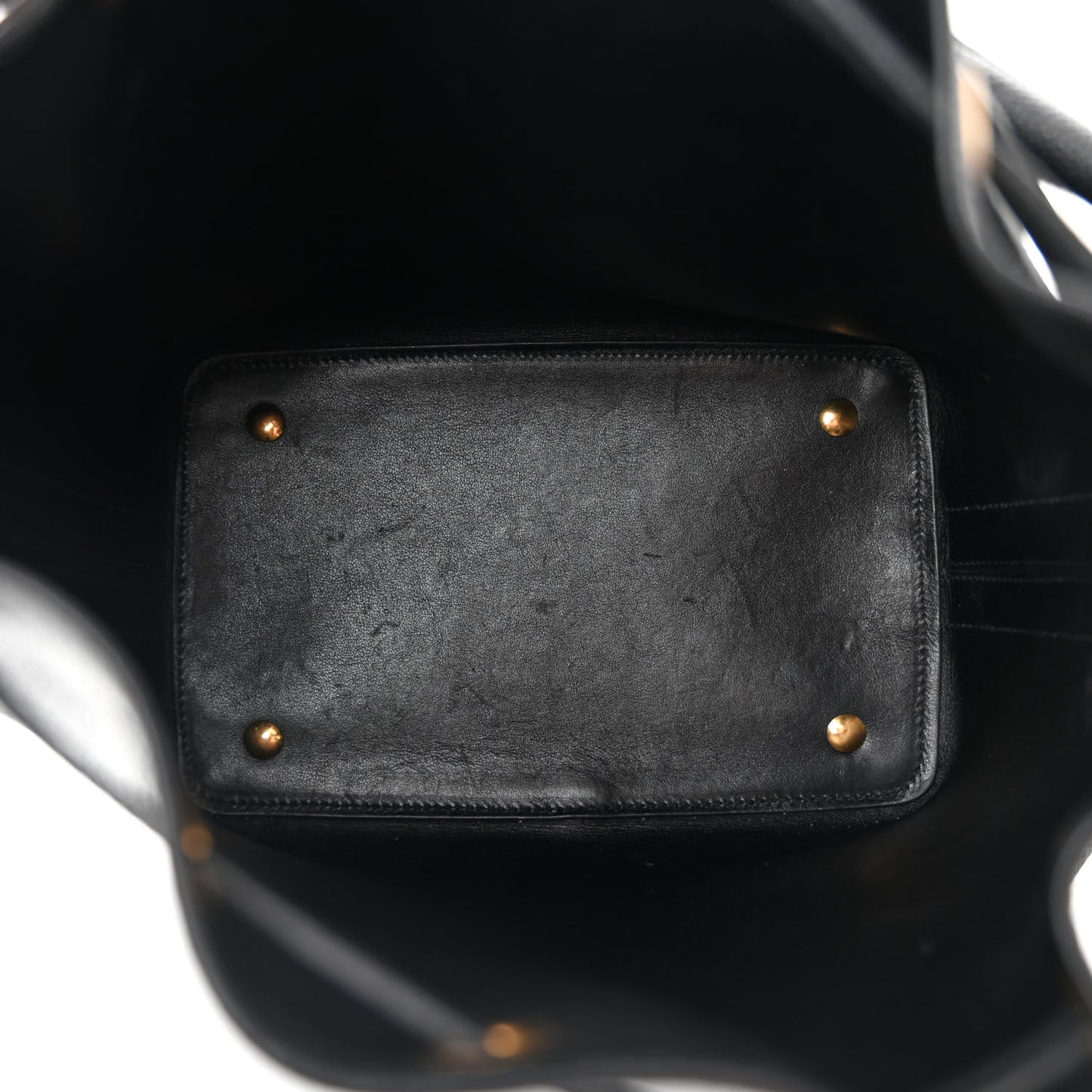 Grained Calfskin Medium Emmanuelle Bucket Bag Black