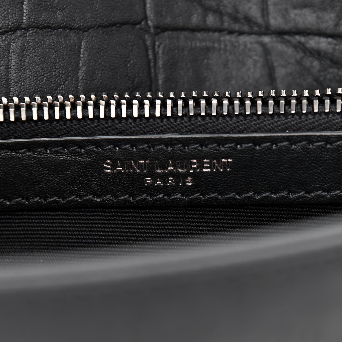 Calfskin Crocodile Embossed Medium West Hollywood Monogram Fold-Over Black