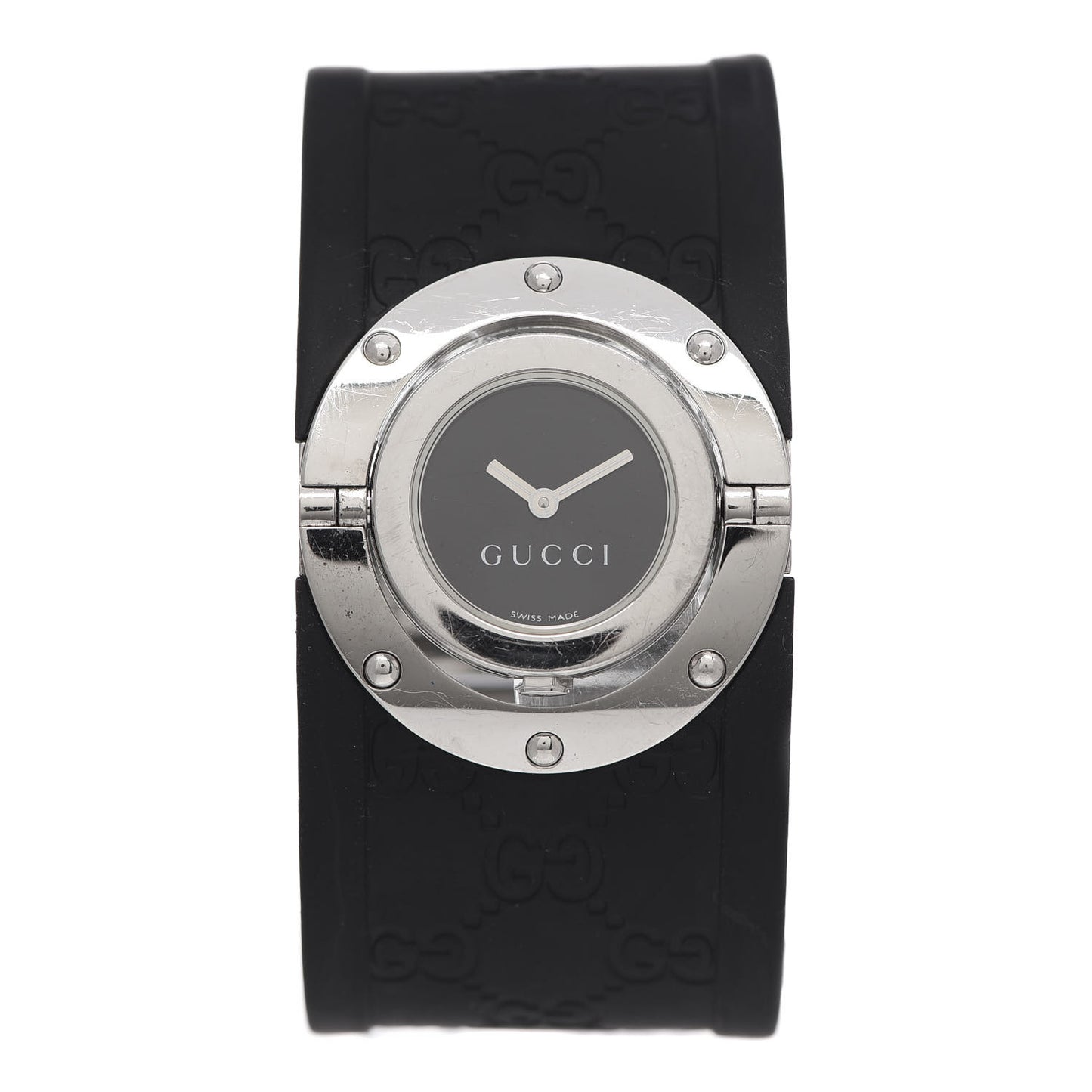 Stainless Steel Rubber 33mm Twirl Quartz Watch Black