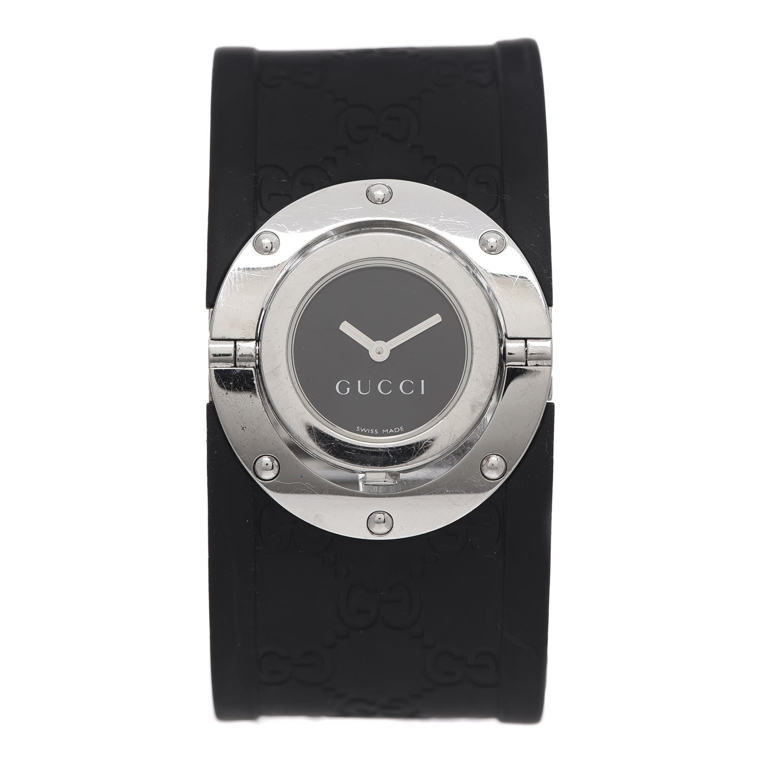 Gucci Stainless Steel Rubber 33mm Twirl Quartz Watch Black 1 of 4