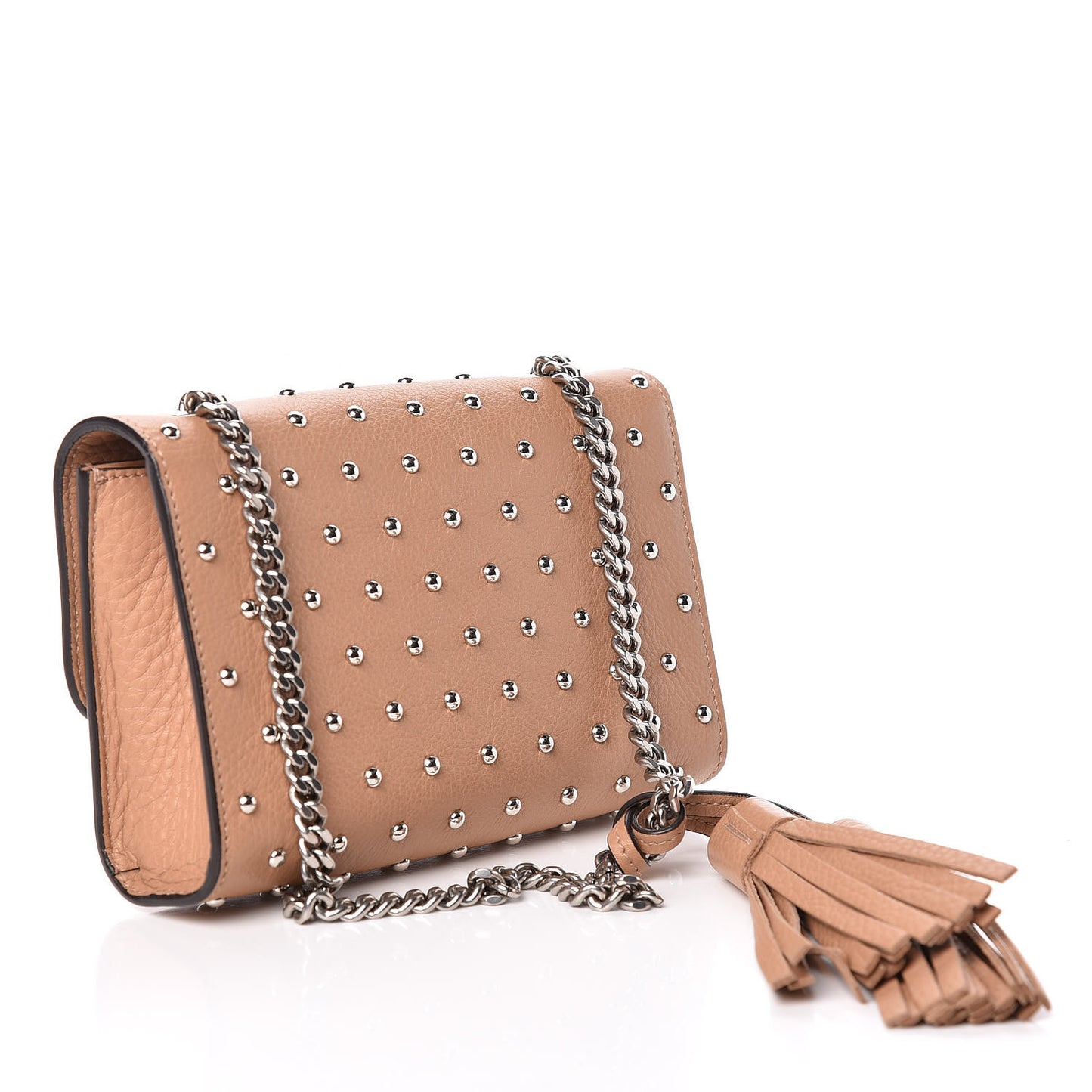 Calfskin Studded Small Miss Bamboo Shoulder Bag Camelia
