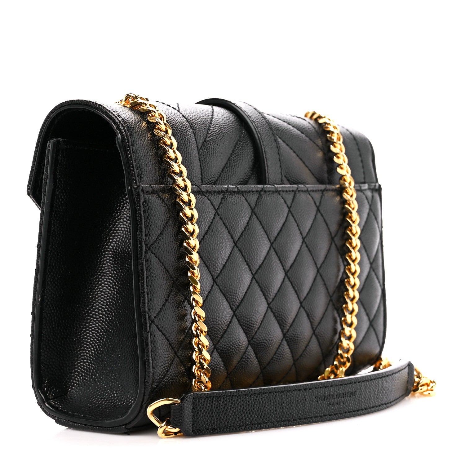 Saint Laurent Grain De Poudre Textured Mixed Matelasse Triquilt Small Monogram Satchel Black 3 of 11