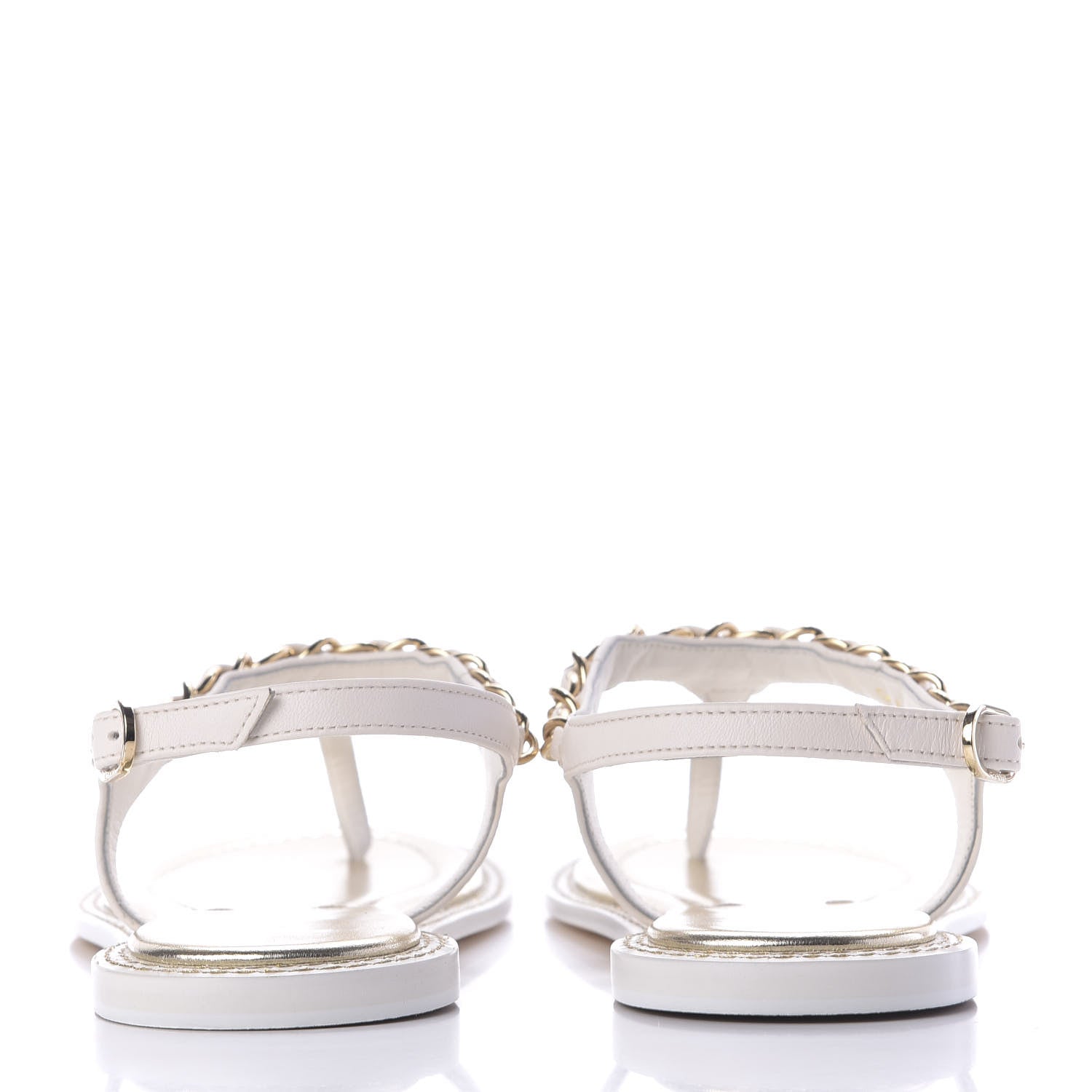Chanel Lambskin Thong Sandals 36.5 White 7 of 10