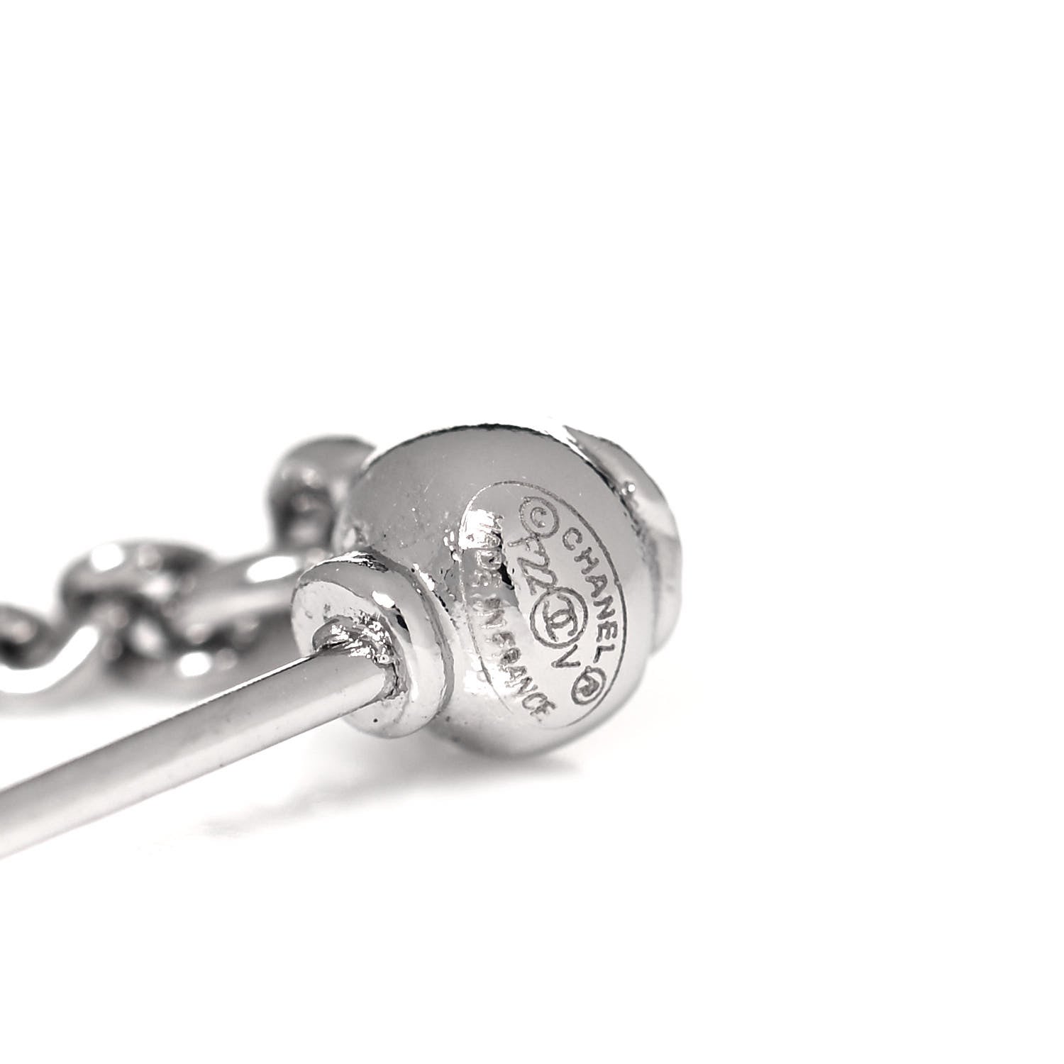 Chanel Baguette Crystal CC Drop Earrings Silver 4 of 4