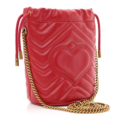 Gucci Calfskin Matelasse Mini GG Marmont 2.0 Bucket Bag Hibiscus Red 3 of 10