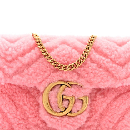 Gucci Shearling Matelasse Super Mini GG Marmont Shoulder Bag Lotus Pink 8 of 11