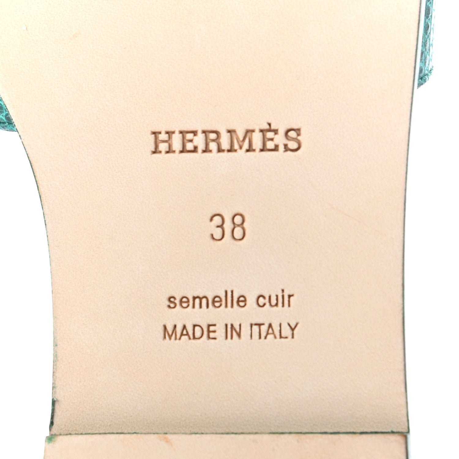 Hermes Lizard Oran Sandals 38 Vert Emeraude 6 of 8