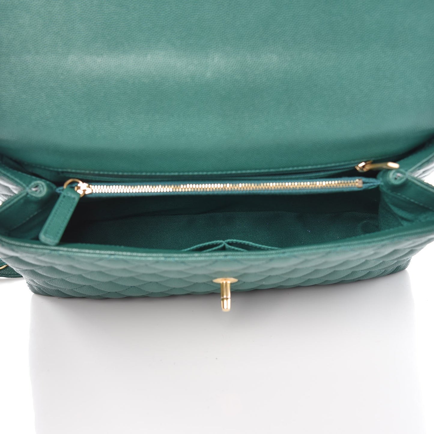 Caviar Quilted Medium Coco Handle Flap Green