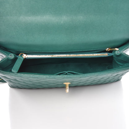 Chanel Caviar Quilted Medium Coco Handle Flap Green 5 of 9